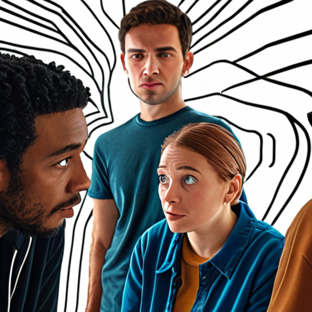 **Prompt:** A diverse group of people in a modern, subtly digital environment, engaged in deep, empathetic listening. One person is speaking, and another is leaning in, making direct eye contact, with a look of profound understanding and trust. Faint, abstract digital lines or data streams are present in the background but do not obscure the strong human connection. The scene emphasizes warmth, sincerity, and the building of trust through active listening.