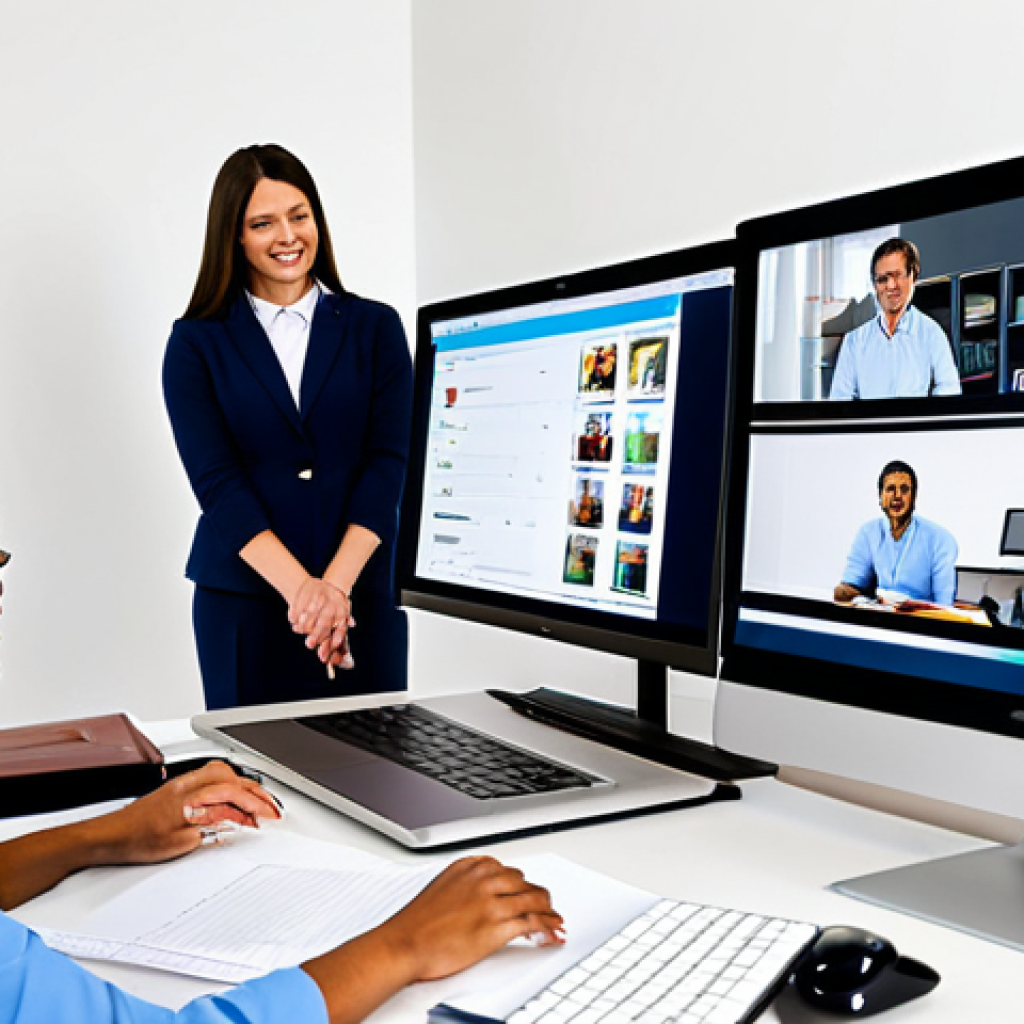 A diverse group of adult students, perfectly depicted with correct proportions and natural poses, fully clothed in professional, modest attire, actively participating in an online learning session. A professional instructor, also fully clothed in appropriate attire, is visible on a large screen, engaging with them. The students are in different well-lit home office or study settings, each looking at their laptops or tablets. Their screens display interactive elements like live polls, collaborative whiteboards, and video conferencing feeds, symbolizing dynamic online tools. The atmosphere is vibrant and focused. Professional photography, high-resolution, vivid colors, clear focus. safe for work, appropriate content, fully clothed, family-friendly.