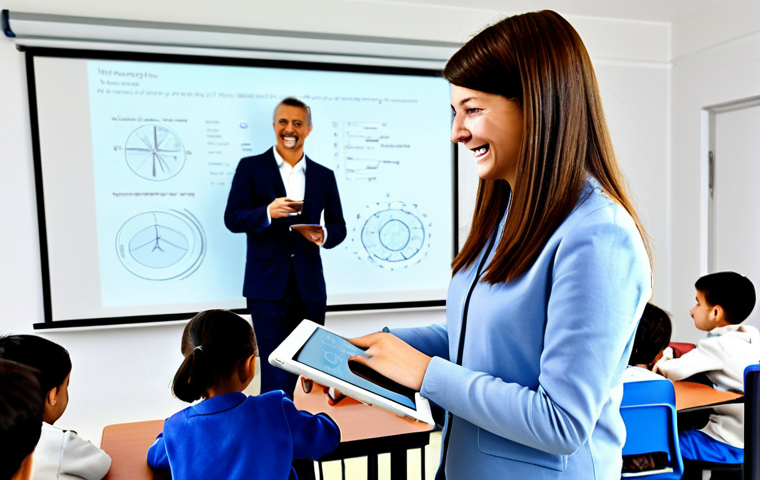 소통을 통한 학습자와의 관계 강화 - Comfortable Learning Environment**

"A friendly teacher interacting with students in a bright, moder...