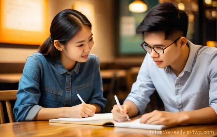 소통을 통한 학습자 경험의 강화 - **Prompt:** A dynamic scene in a bustling yet organized university common area. Two Vietnamese femal...