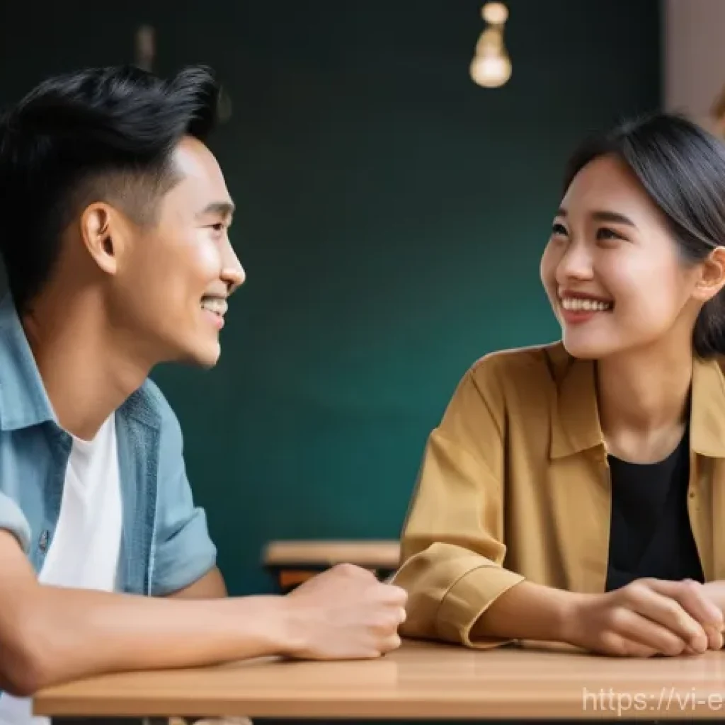 소통과 협력 학습의 연계성 - A dynamic illustration capturing the essence of active listening and non-verbal communication. Two y...