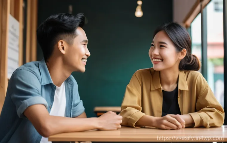 소통과 협력 학습의 연계성 - A dynamic illustration capturing the essence of active listening and non-verbal communication. Two y...