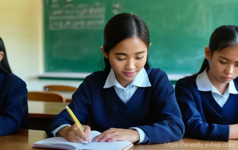 소통의 효과를 높이는 교육 방법론 - **Prompt:** A group of Vietnamese middle school students (around 12-14 years old), dressed in their ...